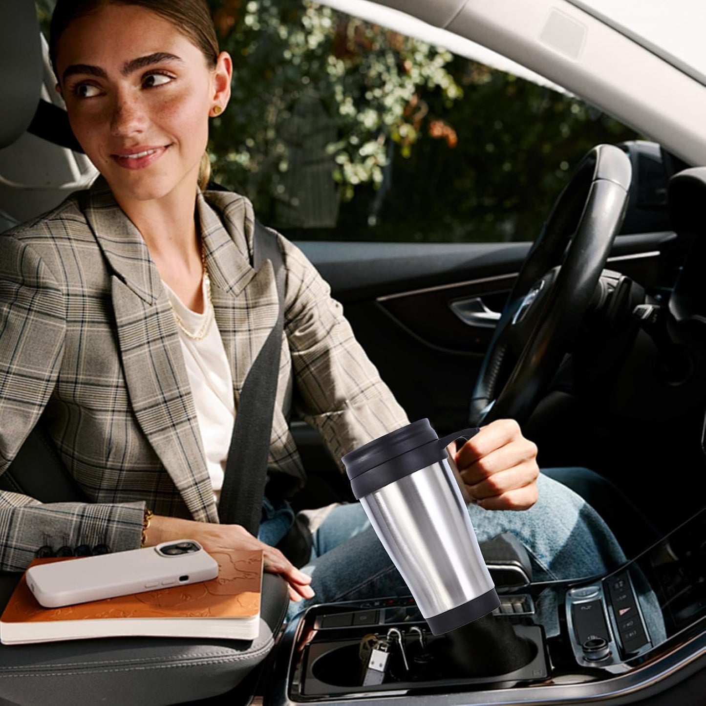 Travel Coffee Mug,450ml Insulated Tumbler | Stainless Steel Coffee Insulated Tumbler - for Beverage Cocoa Women Men Home Kitchen Office Bar Birthday Christmas