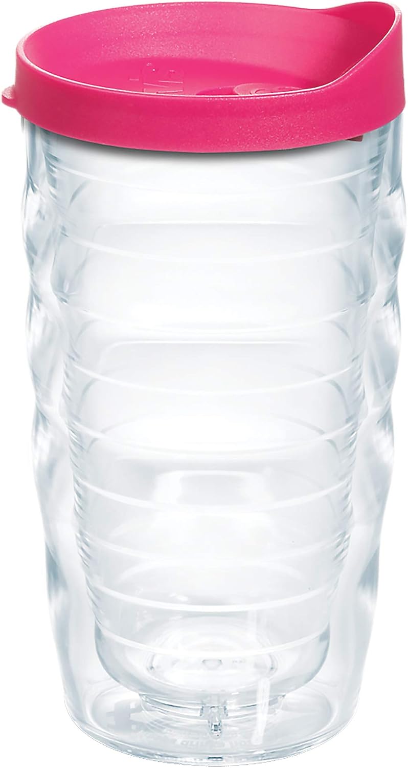 Tervis Clear & Colorful Lidded Made in USA Double Walled Insulated Tumbler Travel Cup Keeps Drinks Cold & Hot, 24oz, Black Lid, 1 Count (Pack of 1)