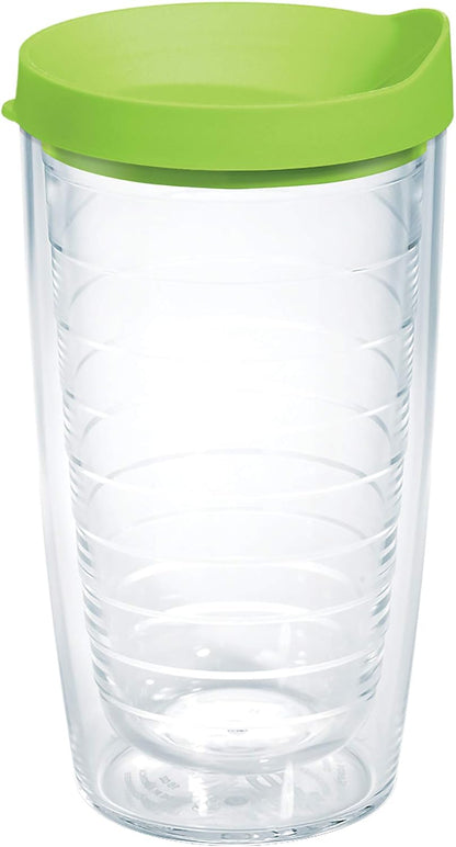Tervis Clear & Colorful Lidded Made in USA Double Walled Insulated Tumbler Travel Cup Keeps Drinks Cold & Hot, 24oz, Black Lid, 1 Count (Pack of 1)
