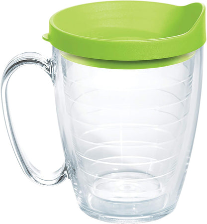 Tervis Clear & Colorful Lidded Made in USA Double Walled Insulated Tumbler Travel Cup Keeps Drinks Cold & Hot, 24oz, Black Lid, 1 Count (Pack of 1)