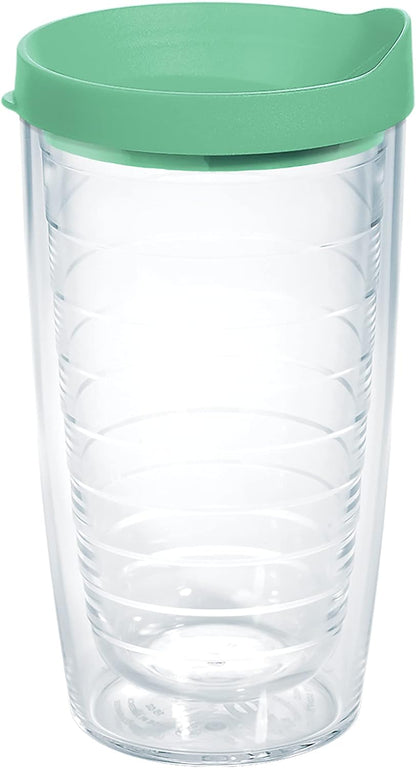 Tervis Clear & Colorful Lidded Made in USA Double Walled Insulated Tumbler Travel Cup Keeps Drinks Cold & Hot, 24oz, Black Lid, 1 Count (Pack of 1)