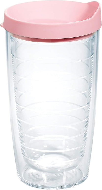 Tervis Clear & Colorful Lidded Made in USA Double Walled Insulated Tumbler Travel Cup Keeps Drinks Cold & Hot, 24oz, Black Lid, 1 Count (Pack of 1)