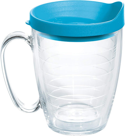 Tervis Clear & Colorful Lidded Made in USA Double Walled Insulated Tumbler Travel Cup Keeps Drinks Cold & Hot, 24oz, Black Lid, 1 Count (Pack of 1)