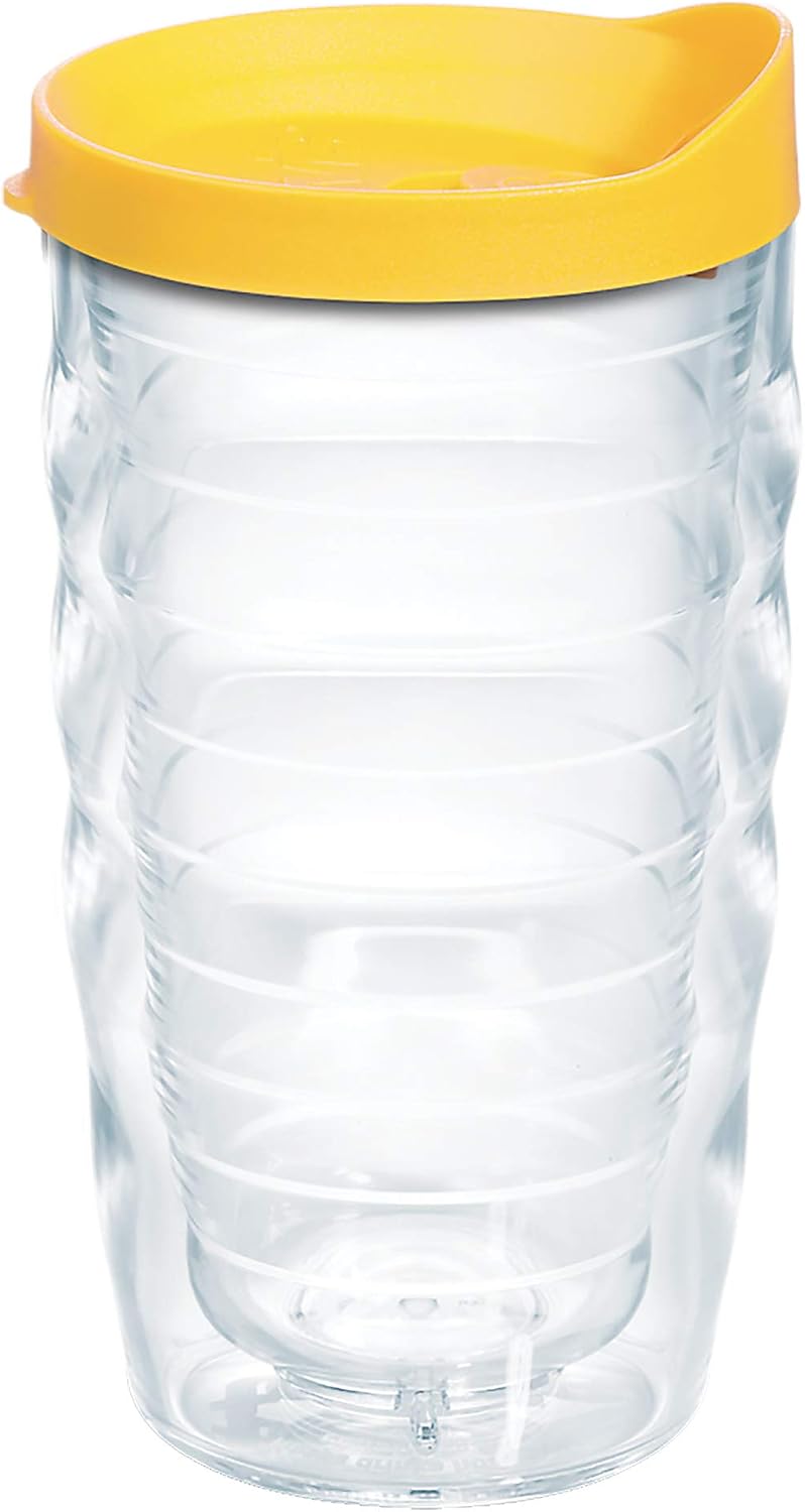 Tervis Clear & Colorful Lidded Made in USA Double Walled Insulated Tumbler Travel Cup Keeps Drinks Cold & Hot, 24oz, Black Lid, 1 Count (Pack of 1)