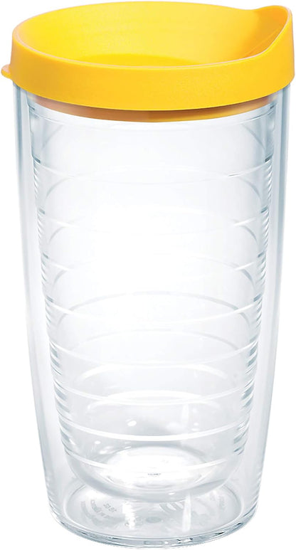 Tervis Clear & Colorful Lidded Made in USA Double Walled Insulated Tumbler Travel Cup Keeps Drinks Cold & Hot, 24oz, Black Lid, 1 Count (Pack of 1)