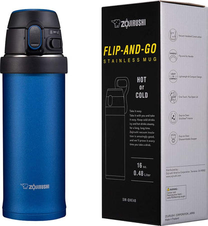 SM-QHE60GK, Flip-and-Go Stainless Mug, 20-Ounce, Teal