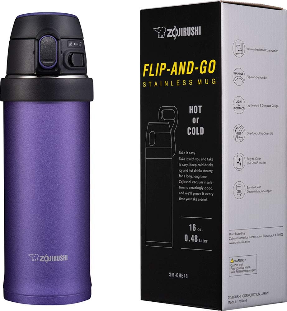 SM-QHE60GK, Flip-and-Go Stainless Mug, 20-Ounce, Teal