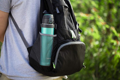SM-QHE60GK, Flip-and-Go Stainless Mug, 20-Ounce, Teal