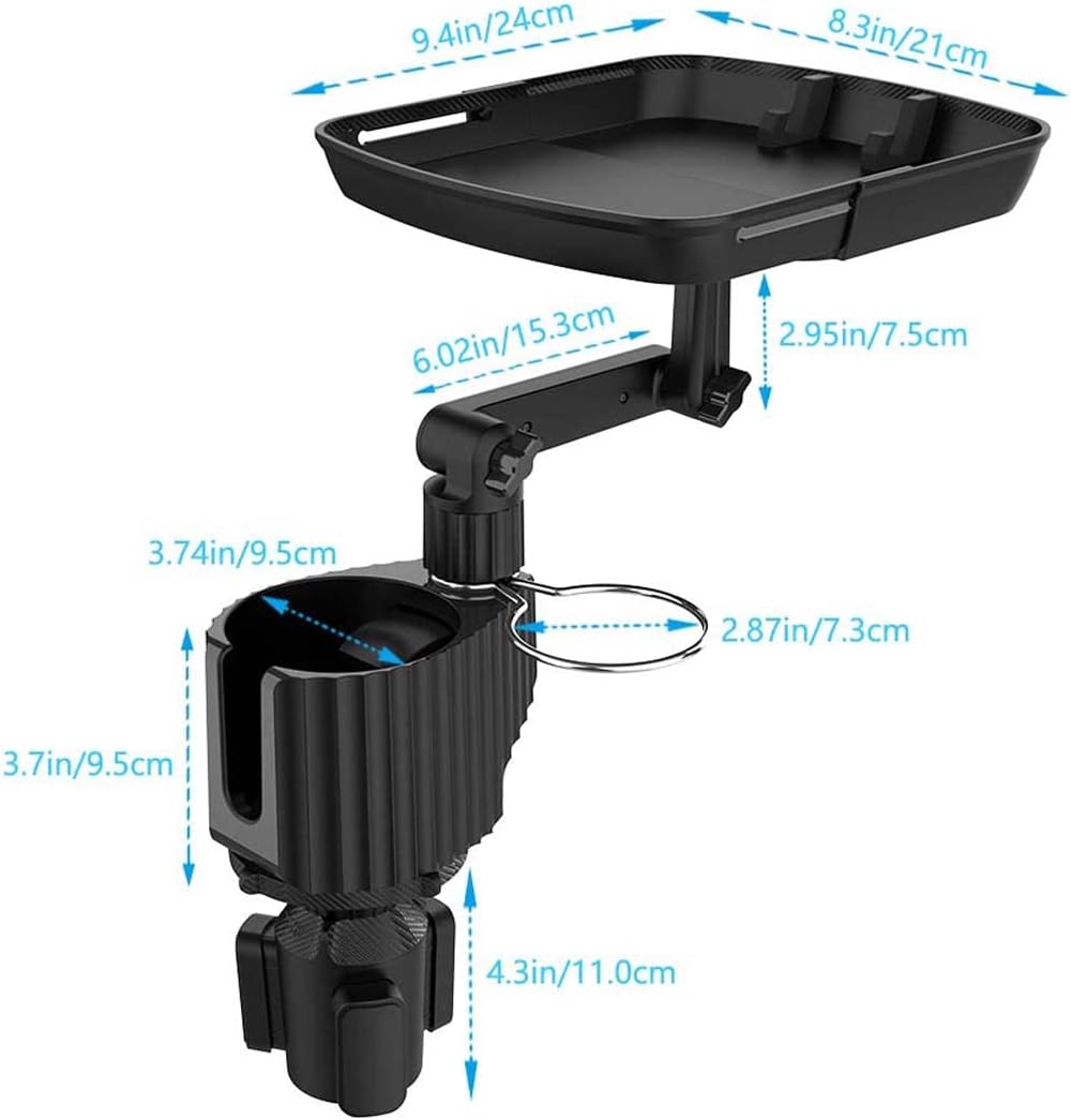 3 in 1 Car Cup Holder Expander with Adjustable Base, All Purpose Car Cup Holder and Organizer, Road Trip Essentials Car Accessories for Snack Bottles Cups Drinks (B03)