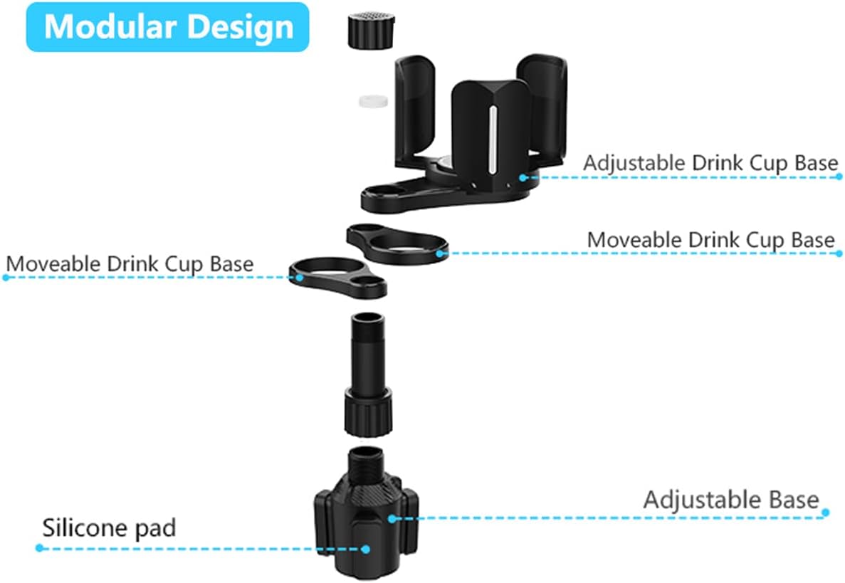 3 in 1 Car Cup Holder Expander with Adjustable Base, All Purpose Car Cup Holder and Organizer, Road Trip Essentials Car Accessories for Snack Bottles Cups Drinks (B03)