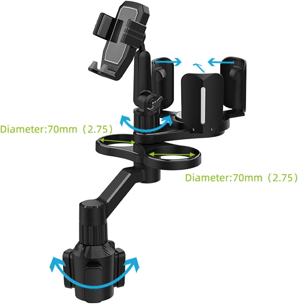 3 in 1 Car Cup Holder Expander with Adjustable Base, All Purpose Car Cup Holder and Organizer, Road Trip Essentials Car Accessories for Snack Bottles Cups Drinks (B03)