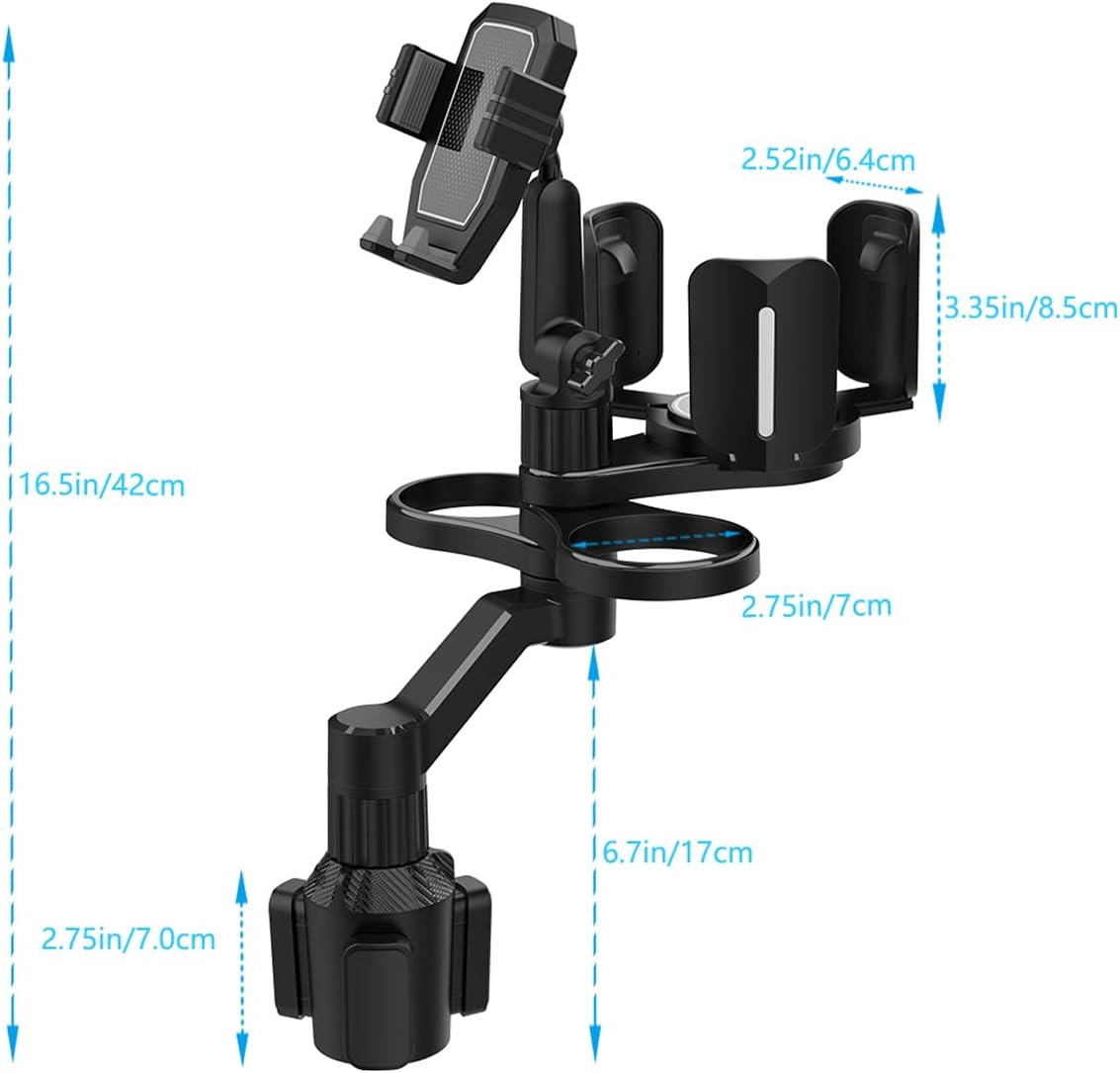 3 in 1 Car Cup Holder Expander with Adjustable Base, All Purpose Car Cup Holder and Organizer, Road Trip Essentials Car Accessories for Snack Bottles Cups Drinks (B03)
