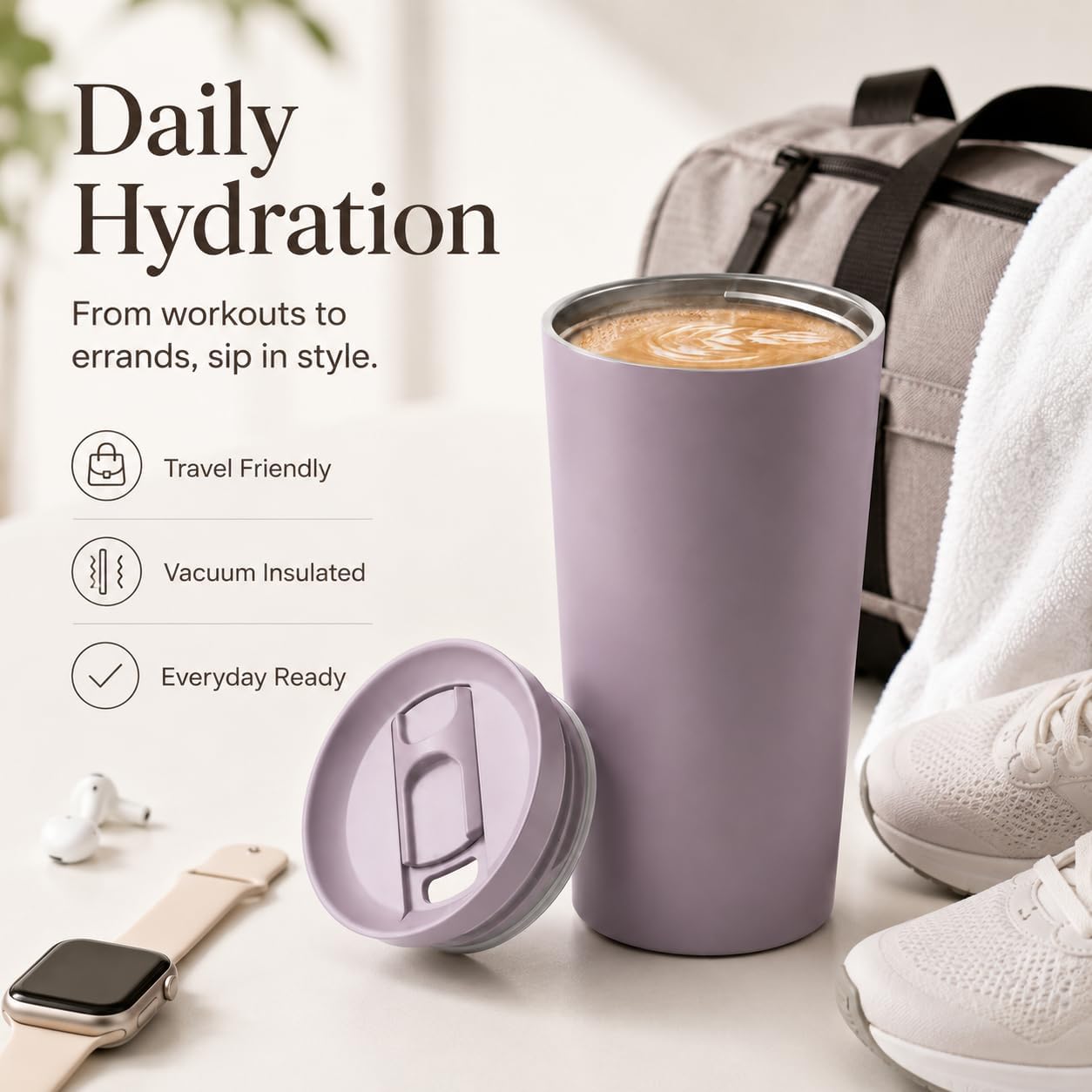 StreamSip 17oz Insulated Stainless Steel Tumbler, Double Wall Vacuum Sweat-Free Travel Coffee Cup with Slide Sip Lid, BPA-Free Reusable Coffee Mug (Teal)
