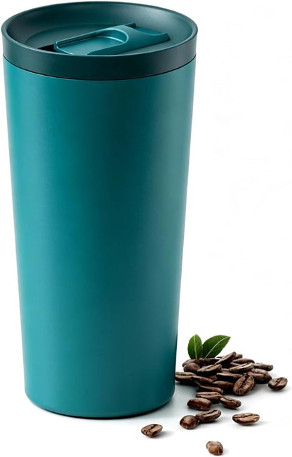 StreamSip 17oz Insulated Stainless Steel Tumbler, Double Wall Vacuum Sweat-Free Travel Coffee Cup with Slide Sip Lid, BPA-Free Reusable Coffee Mug (Teal)