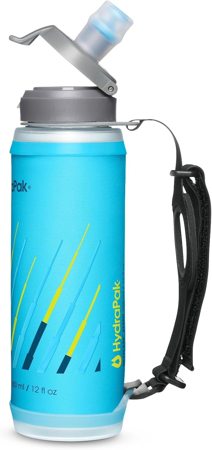 SkyFlask Speed - Collapsible Handheld Running Water Bottle (350ml, 500ml, 500ml Insulated) - Adjustable Strap, Lightweight, Spill-Proof Cap