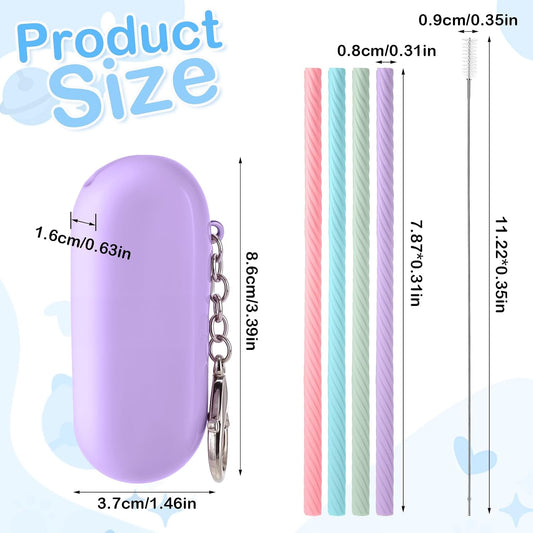 Portable Straw with Case, Reusable Silicone Straws