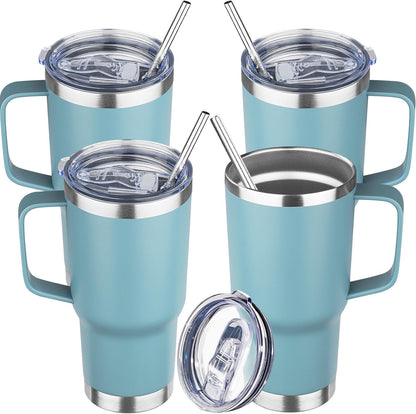 20 oz Tumbler with Handle Stainless Steel Insulated Coffee Mug Tumbler with Lid and Straw Double Wall Vacuum Insulated Coffee Mug Leak Proof Travel Mug Tumbler for Hot and Cold Drink (Black,1pack)