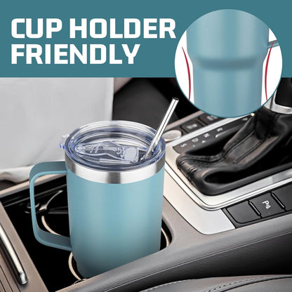 20 oz Tumbler with Handle Stainless Steel Insulated Coffee Mug Tumbler with Lid and Straw Double Wall Vacuum Insulated Coffee Mug Leak Proof Travel Mug Tumbler for Hot and Cold Drink (Black,1pack)
