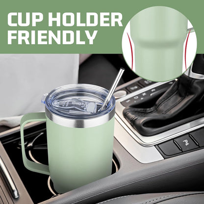 20 oz Tumbler with Handle Stainless Steel Insulated Coffee Mug Tumbler with Lid and Straw Double Wall Vacuum Insulated Coffee Mug Leak Proof Travel Mug Tumbler for Hot and Cold Drink (Black,1pack)