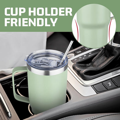 20 oz Tumbler with Handle Stainless Steel Insulated Coffee Mug Tumbler with Lid and Straw Double Wall Vacuum Insulated Coffee Mug Leak Proof Travel Mug Tumbler for Hot and Cold Drink (Black,1pack)