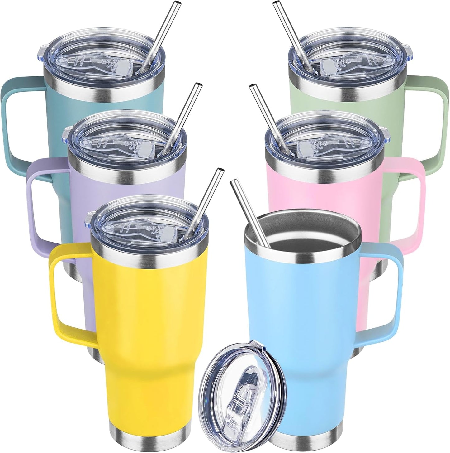 20 oz Tumbler with Handle Stainless Steel Insulated Coffee Mug Tumbler with Lid and Straw Double Wall Vacuum Insulated Coffee Mug Leak Proof Travel Mug Tumbler for Hot and Cold Drink (Black,1pack)