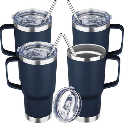 20 oz Tumbler with Handle Stainless Steel Insulated Coffee Mug Tumbler with Lid and Straw Double Wall Vacuum Insulated Coffee Mug Leak Proof Travel Mug Tumbler for Hot and Cold Drink (Black,1pack)