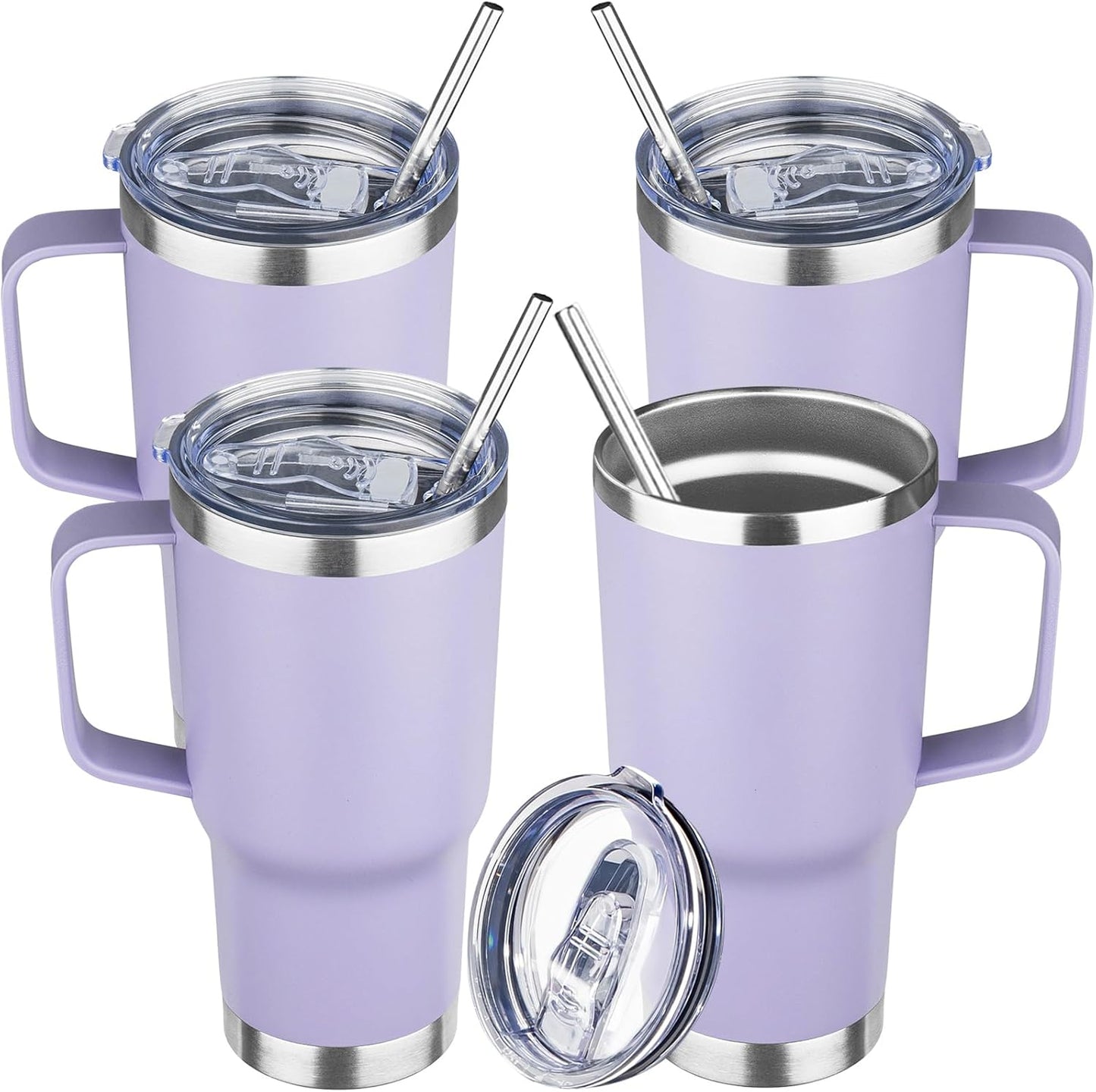 20 oz Tumbler with Handle Stainless Steel Insulated Coffee Mug Tumbler with Lid and Straw Double Wall Vacuum Insulated Coffee Mug Leak Proof Travel Mug Tumbler for Hot and Cold Drink (Black,1pack)