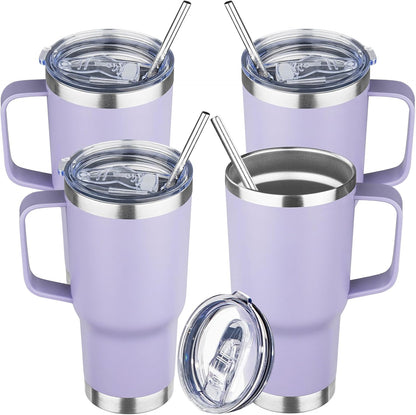20 oz Tumbler with Handle Stainless Steel Insulated Coffee Mug Tumbler with Lid and Straw Double Wall Vacuum Insulated Coffee Mug Leak Proof Travel Mug Tumbler for Hot and Cold Drink (Black,1pack)
