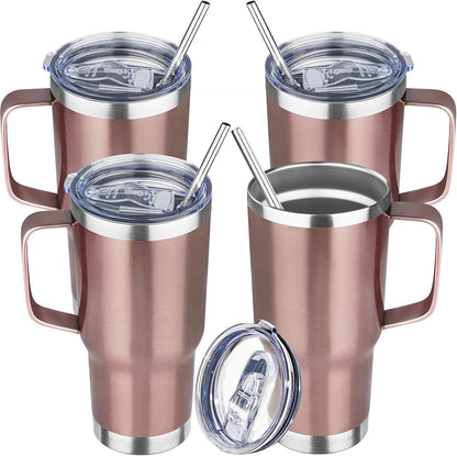 20 oz Tumbler with Handle Stainless Steel Insulated Coffee Mug Tumbler with Lid and Straw Double Wall Vacuum Insulated Coffee Mug Leak Proof Travel Mug Tumbler for Hot and Cold Drink (Black,1pack)