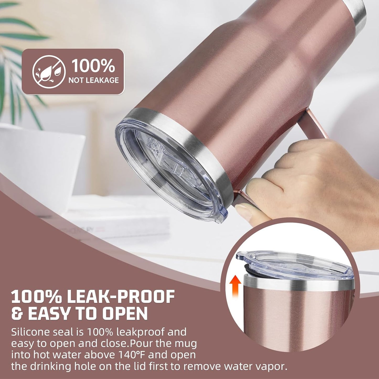 20 oz Tumbler with Handle Stainless Steel Insulated Coffee Mug Tumbler with Lid and Straw Double Wall Vacuum Insulated Coffee Mug Leak Proof Travel Mug Tumbler for Hot and Cold Drink (Black,1pack)