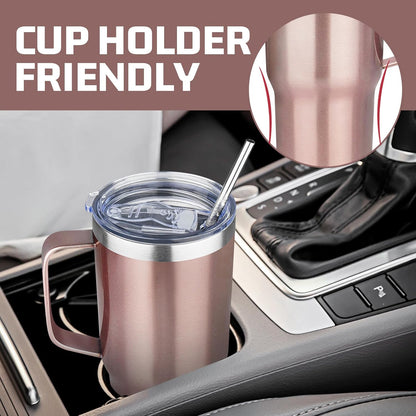 20 oz Tumbler with Handle Stainless Steel Insulated Coffee Mug Tumbler with Lid and Straw Double Wall Vacuum Insulated Coffee Mug Leak Proof Travel Mug Tumbler for Hot and Cold Drink (Black,1pack)