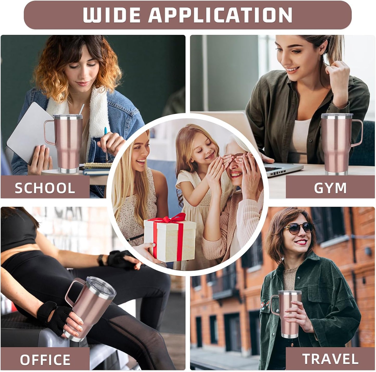 20 oz Tumbler with Handle Stainless Steel Insulated Coffee Mug Tumbler with Lid and Straw Double Wall Vacuum Insulated Coffee Mug Leak Proof Travel Mug Tumbler for Hot and Cold Drink (Black,1pack)