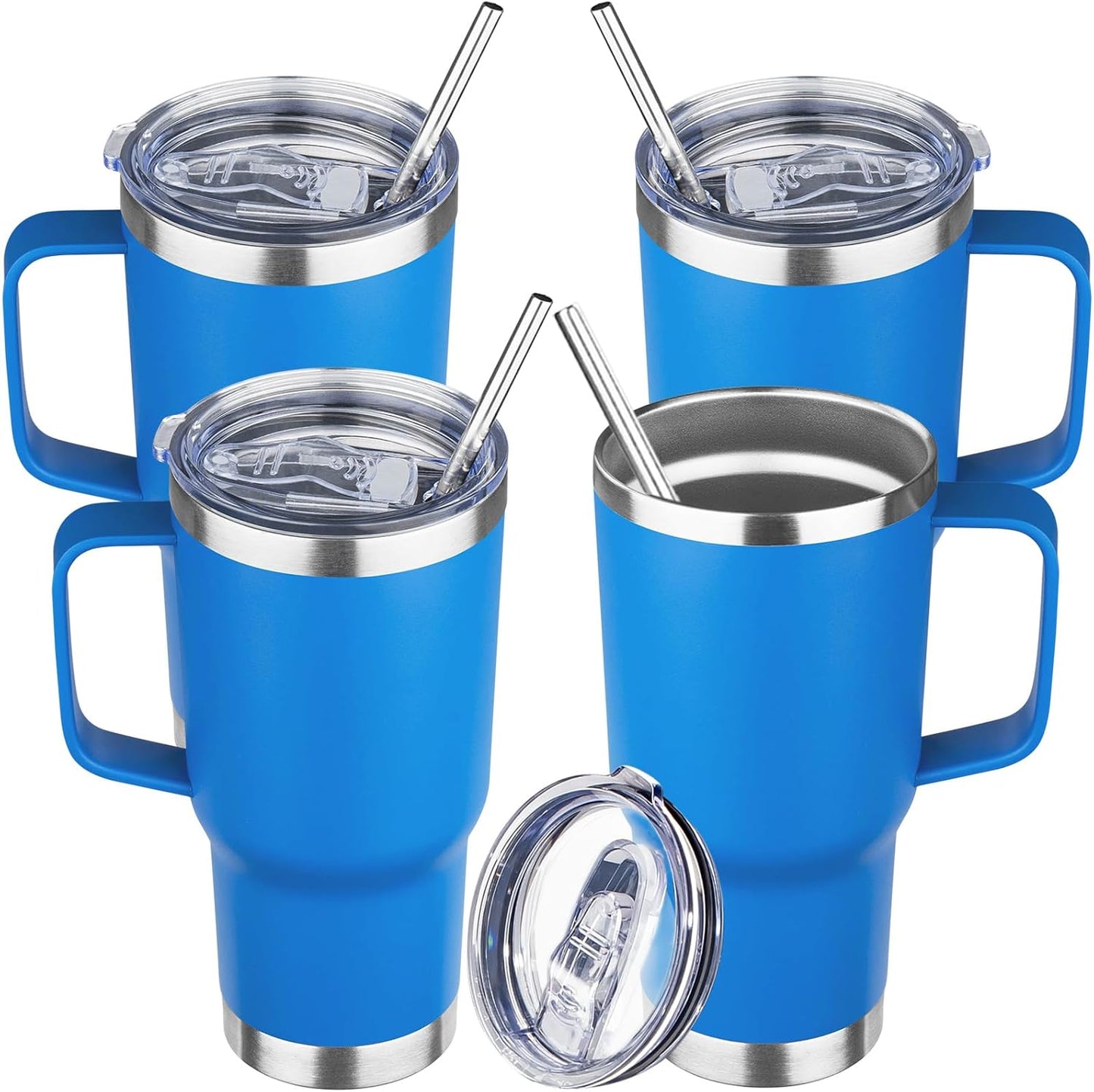 20 oz Tumbler with Handle Stainless Steel Insulated Coffee Mug Tumbler with Lid and Straw Double Wall Vacuum Insulated Coffee Mug Leak Proof Travel Mug Tumbler for Hot and Cold Drink (Black,1pack)
