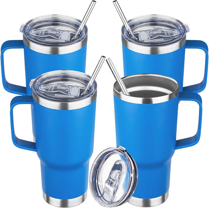 20 oz Tumbler with Handle Stainless Steel Insulated Coffee Mug Tumbler with Lid and Straw Double Wall Vacuum Insulated Coffee Mug Leak Proof Travel Mug Tumbler for Hot and Cold Drink (Black,1pack)