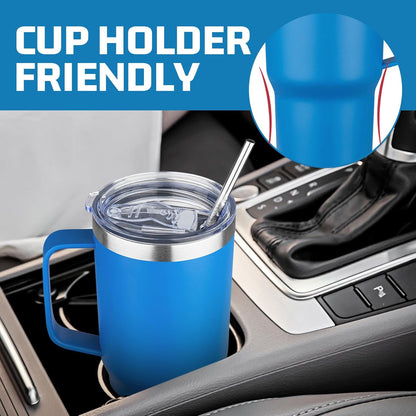 20 oz Tumbler with Handle Stainless Steel Insulated Coffee Mug Tumbler with Lid and Straw Double Wall Vacuum Insulated Coffee Mug Leak Proof Travel Mug Tumbler for Hot and Cold Drink (Black,1pack)