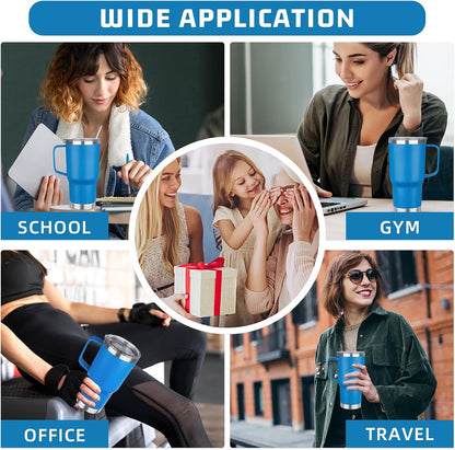 20 oz Tumbler with Handle Stainless Steel Insulated Coffee Mug Tumbler with Lid and Straw Double Wall Vacuum Insulated Coffee Mug Leak Proof Travel Mug Tumbler for Hot and Cold Drink (Black,1pack)