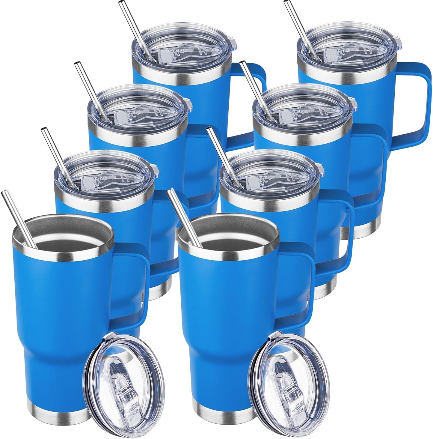20 oz Tumbler with Handle Stainless Steel Insulated Coffee Mug Tumbler with Lid and Straw Double Wall Vacuum Insulated Coffee Mug Leak Proof Travel Mug Tumbler for Hot and Cold Drink (Black,1pack)