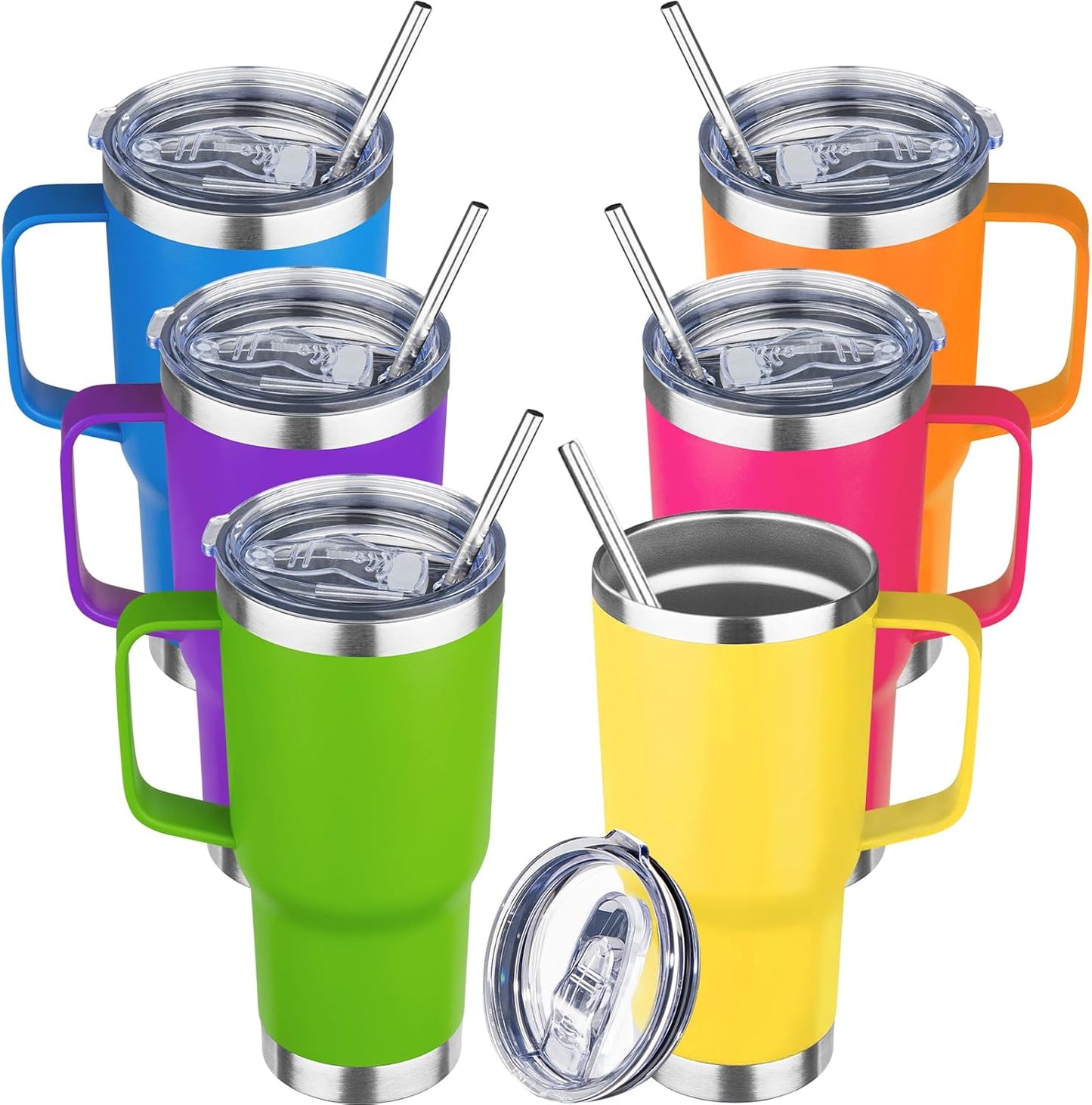 20 oz Tumbler with Handle Stainless Steel Insulated Coffee Mug Tumbler with Lid and Straw Double Wall Vacuum Insulated Coffee Mug Leak Proof Travel Mug Tumbler for Hot and Cold Drink (Black,1pack)