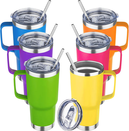 20 oz Tumbler with Handle Stainless Steel Insulated Coffee Mug Tumbler with Lid and Straw Double Wall Vacuum Insulated Coffee Mug Leak Proof Travel Mug Tumbler for Hot and Cold Drink (Black,1pack)