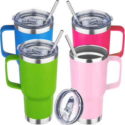 20 oz Tumbler with Handle Stainless Steel Insulated Coffee Mug Tumbler with Lid and Straw Double Wall Vacuum Insulated Coffee Mug Leak Proof Travel Mug Tumbler for Hot and Cold Drink (Black,1pack)