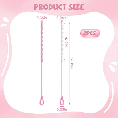 Pink Silicone Straw Cleaner Brushes,2 Pack, 0.24" & 0.35" Sizes