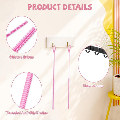 Pink Silicone Straw Cleaner Brushes,2 Pack, 0.24" & 0.35" Sizes