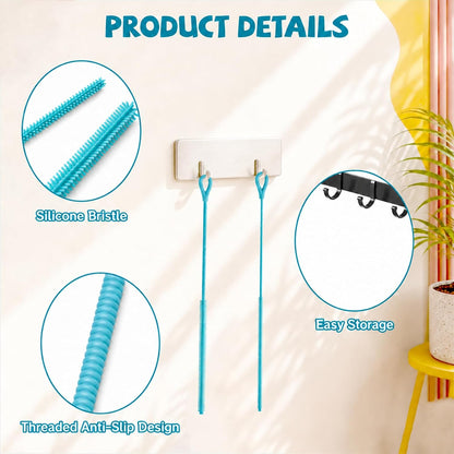 Pink Silicone Straw Cleaner Brushes,2 Pack, 0.24" & 0.35" Sizes