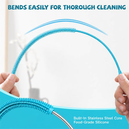 Pink Silicone Straw Cleaner Brushes,2 Pack, 0.24" & 0.35" Sizes