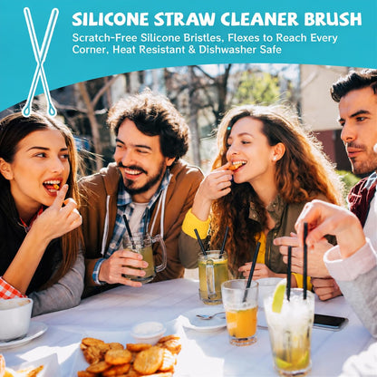 Pink Silicone Straw Cleaner Brushes,2 Pack, 0.24" & 0.35" Sizes