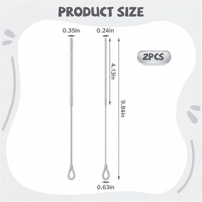 Pink Silicone Straw Cleaner Brushes,2 Pack, 0.24" & 0.35" Sizes