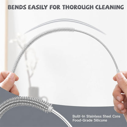 Pink Silicone Straw Cleaner Brushes,2 Pack, 0.24" & 0.35" Sizes