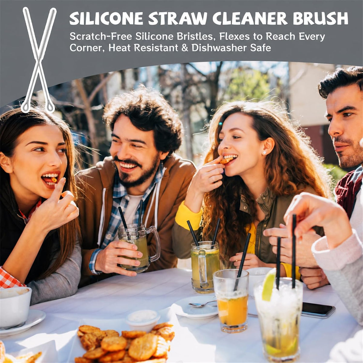Pink Silicone Straw Cleaner Brushes,2 Pack, 0.24" & 0.35" Sizes