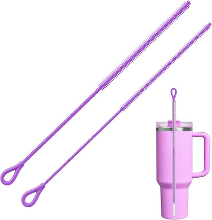 Pink Silicone Straw Cleaner Brushes,2 Pack, 0.24" & 0.35" Sizes