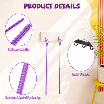 Pink Silicone Straw Cleaner Brushes,2 Pack, 0.24" & 0.35" Sizes